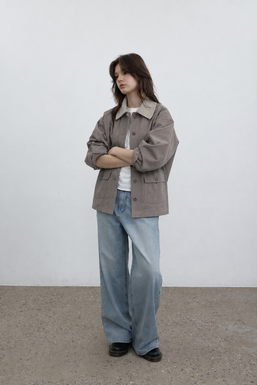 Contrast-Collar Jacket — View 1