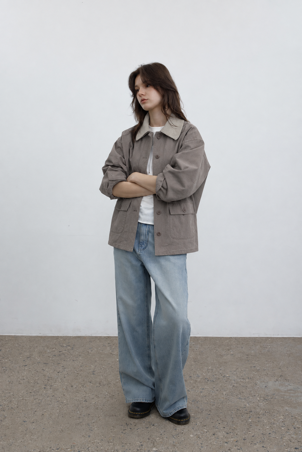 Contrast-Collar Jacket