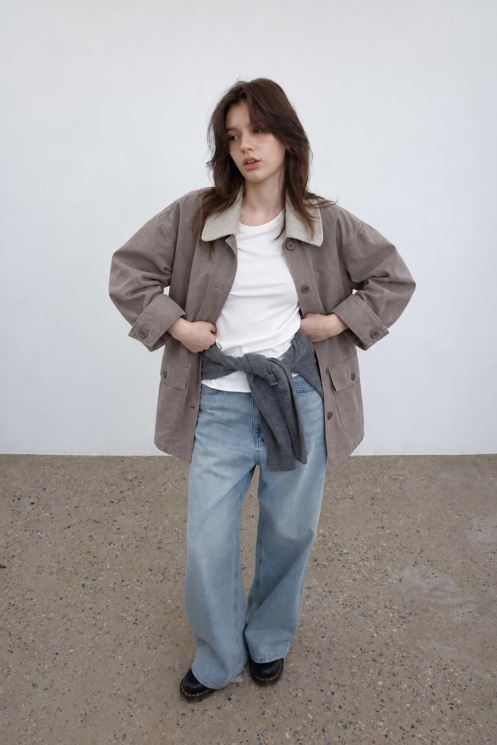 Contrast-Collar Jacket — View 3