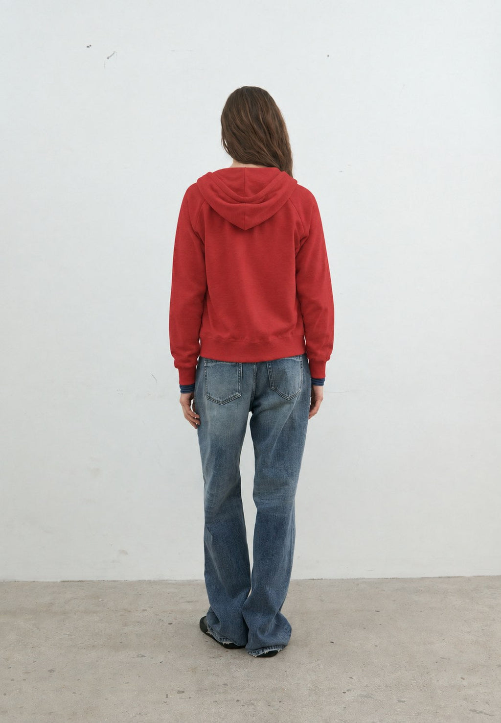 Gathered Zip Hoodie — Back full-length view