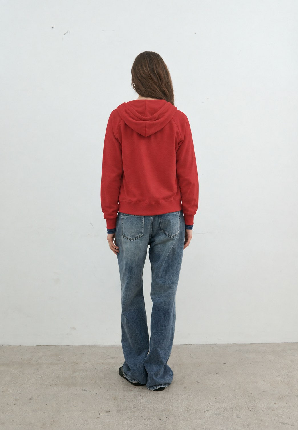 Gathered Zip Hoodie — Back full-length view