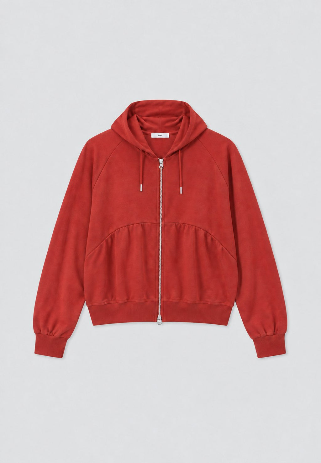Gathered Zip Hoodie — Front flat lay