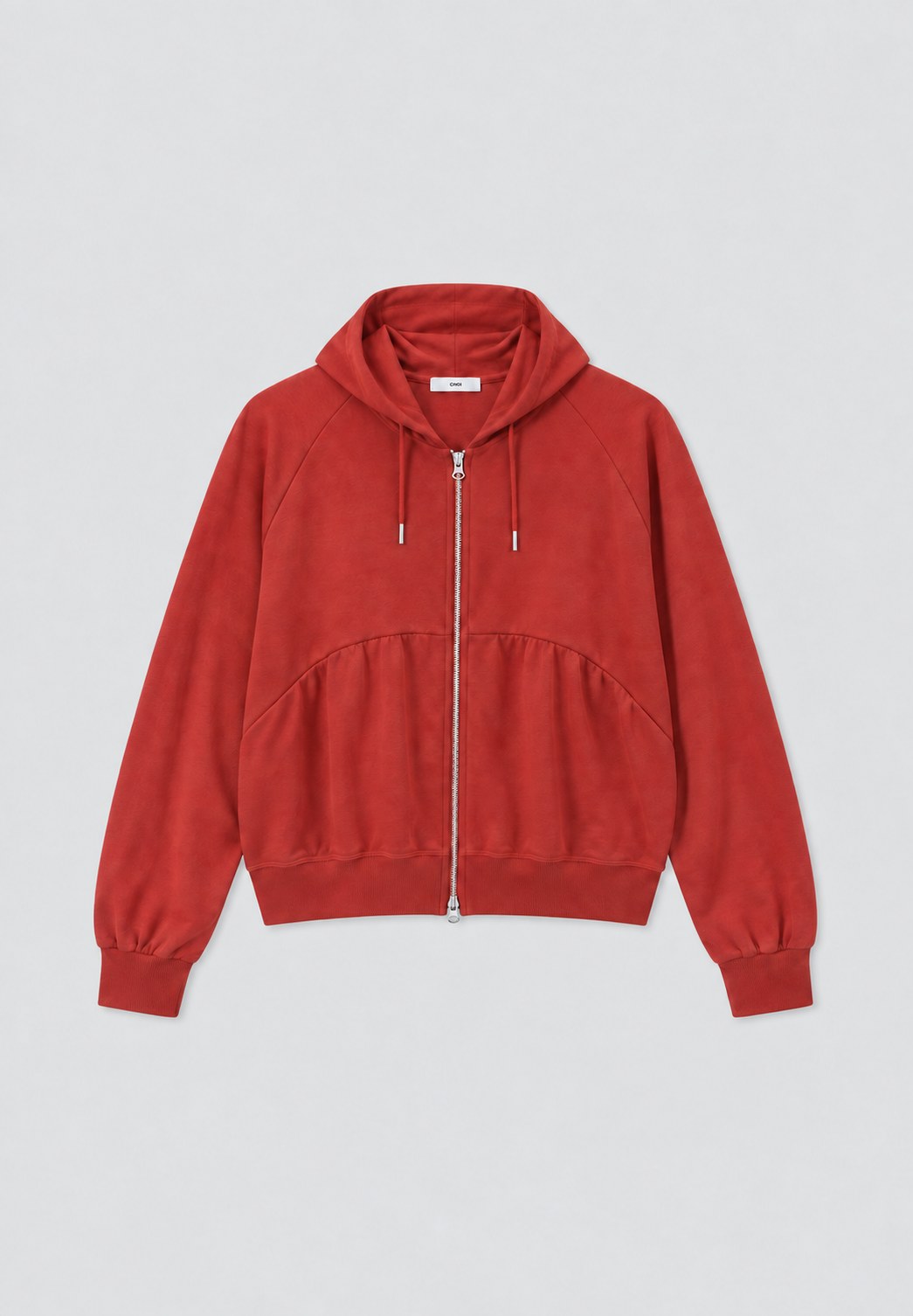 Gathered Zip Hoodie — Front flat lay