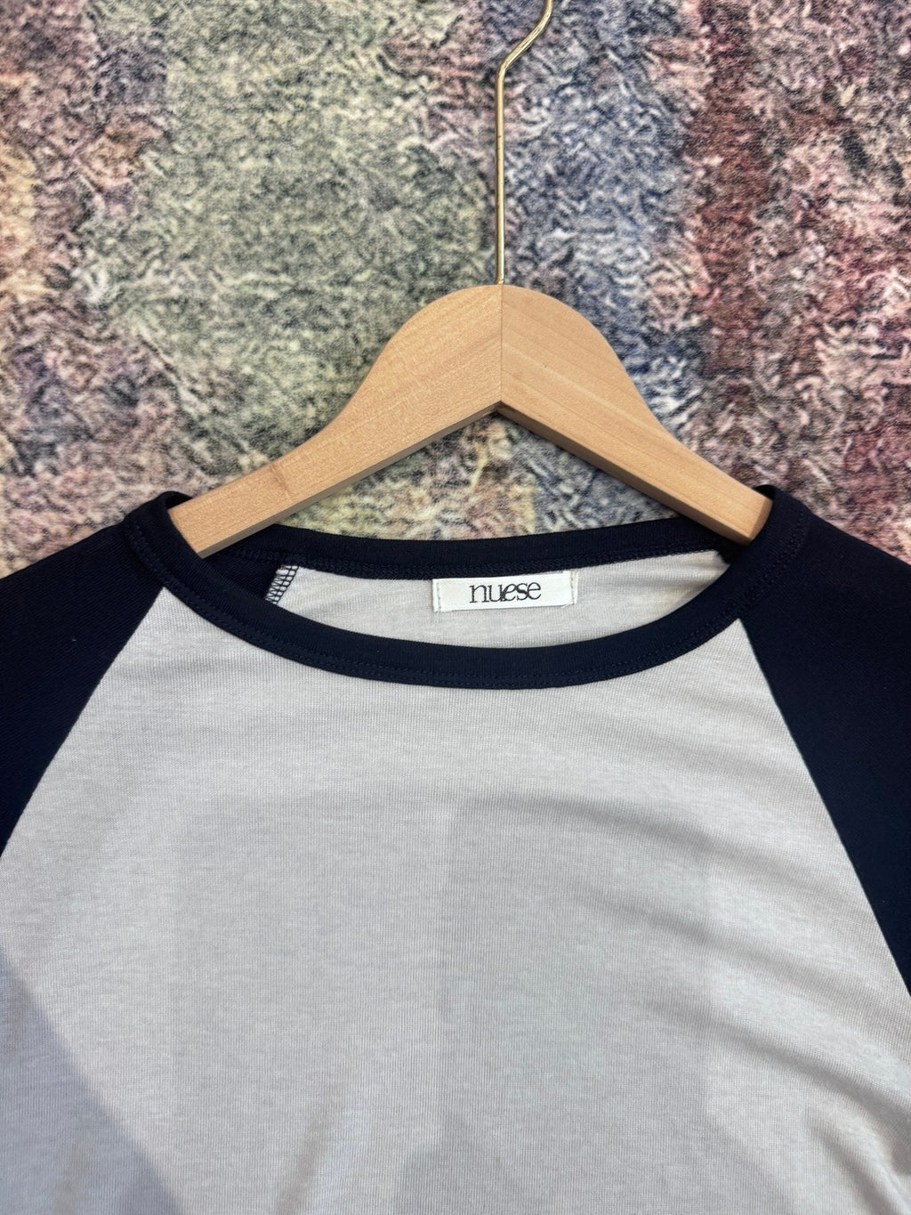 Contrast Raglan Tee — Navy neckline detail