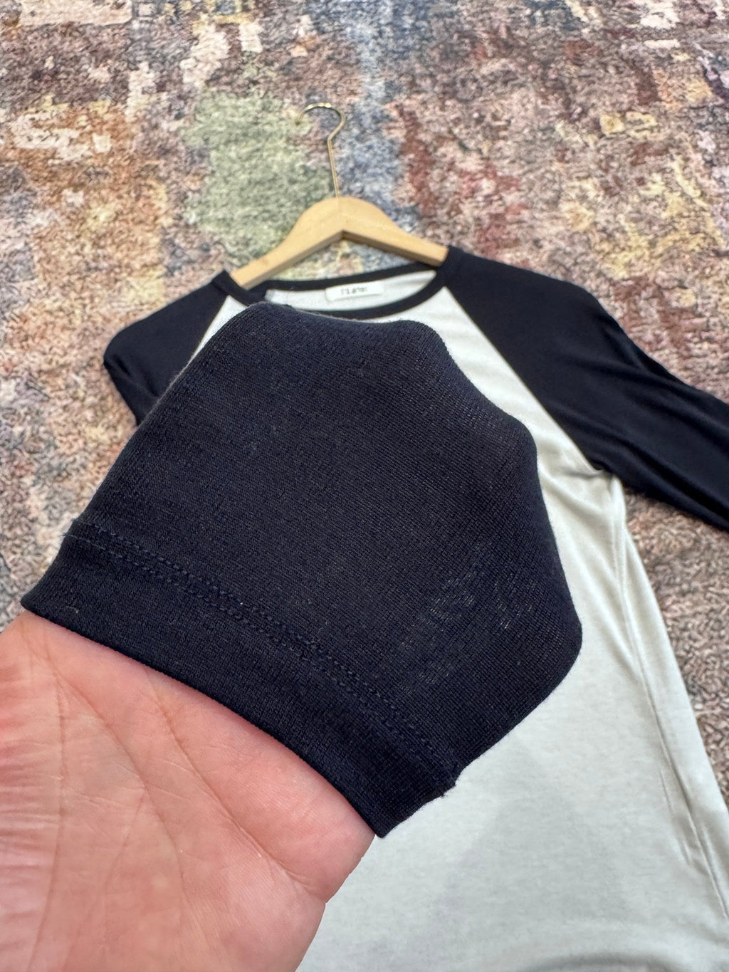 Contrast Raglan Tee — Navy cuff detail