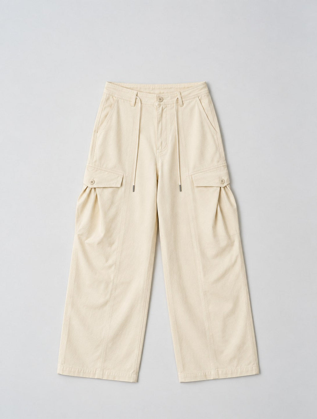 Drawstring Cargo Pants — Ivory, front flat lay