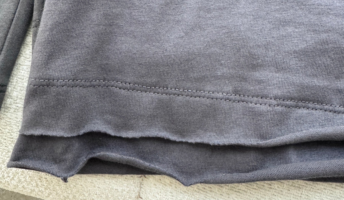 Layered Graphic Tee — Double rolled hem detail