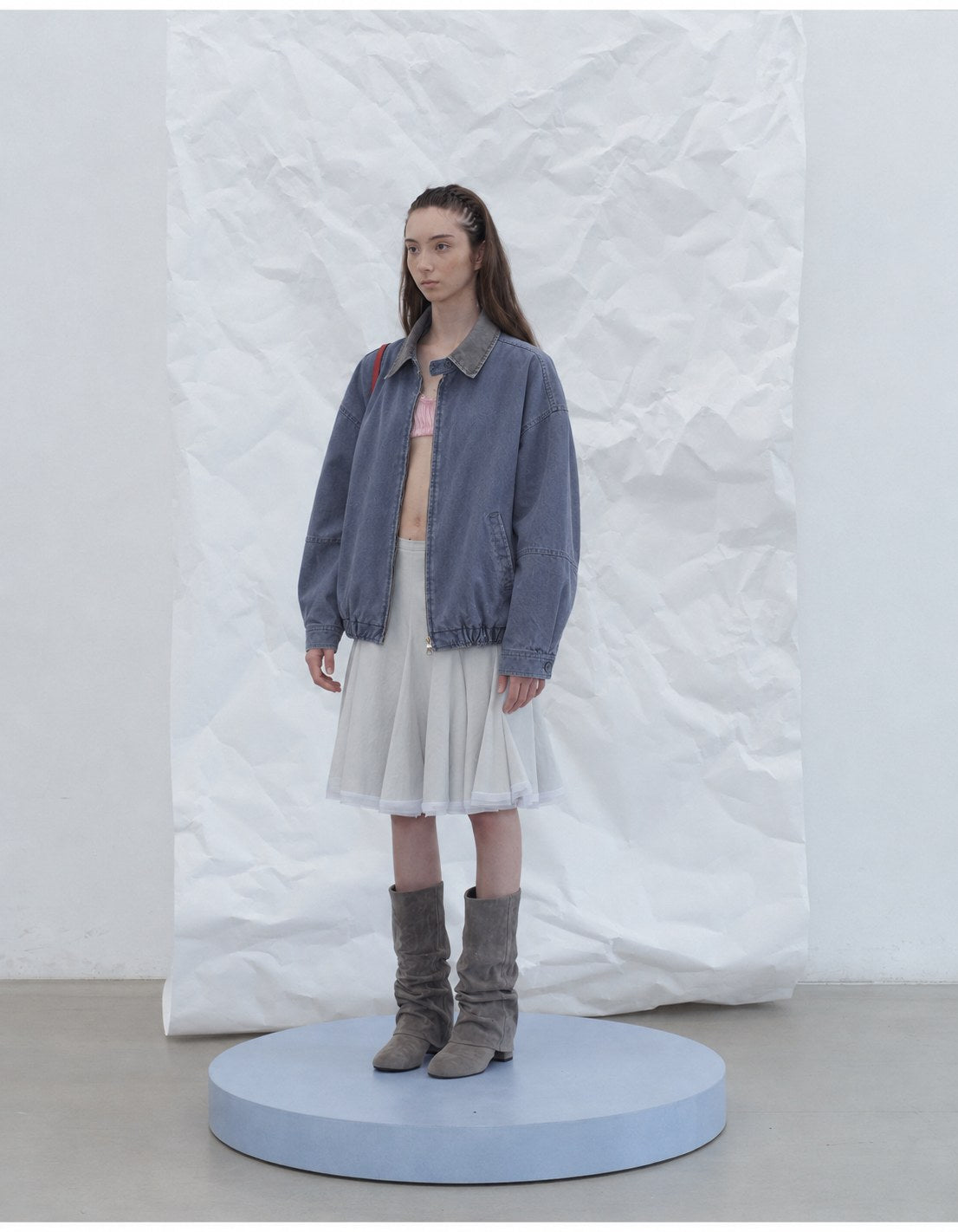 Washed Zip Jacket — Three-quarter full-length view