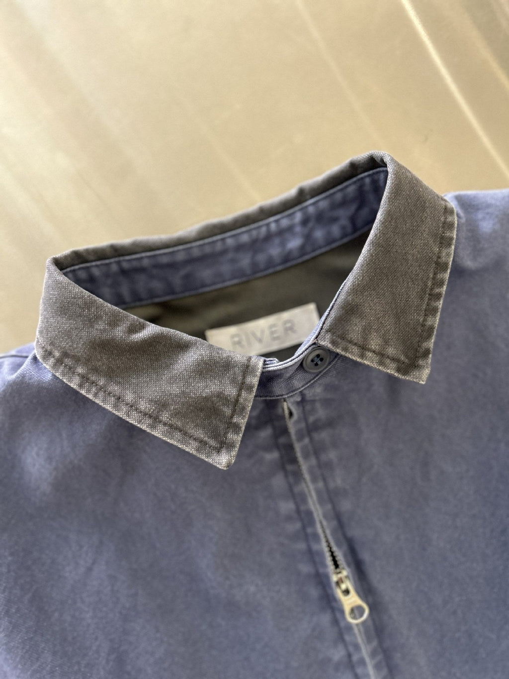 Washed Zip Jacket — Contrast collar detail