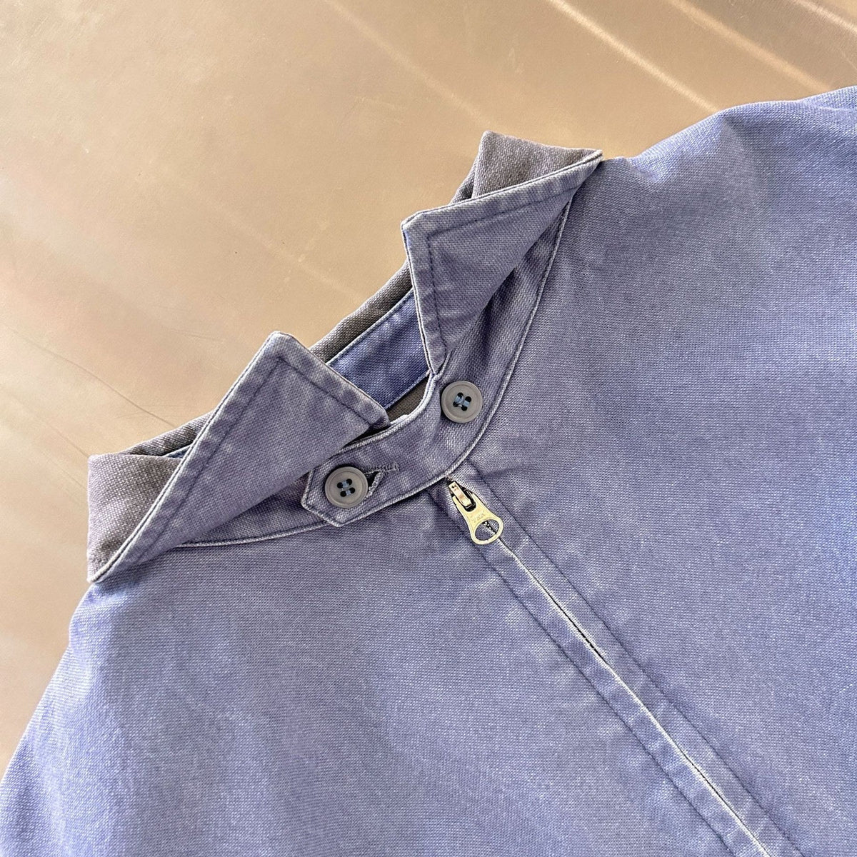 Washed Zip Jacket — Raised collar detail