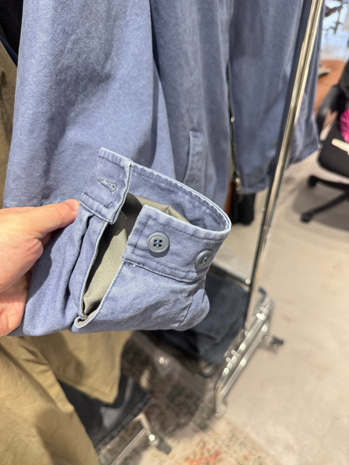 Washed Zip Jacket — Double-button cuff detail