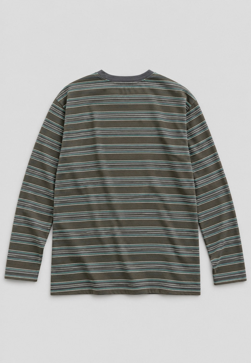 Striped Pocket Tee — Green stripe, back flat lay