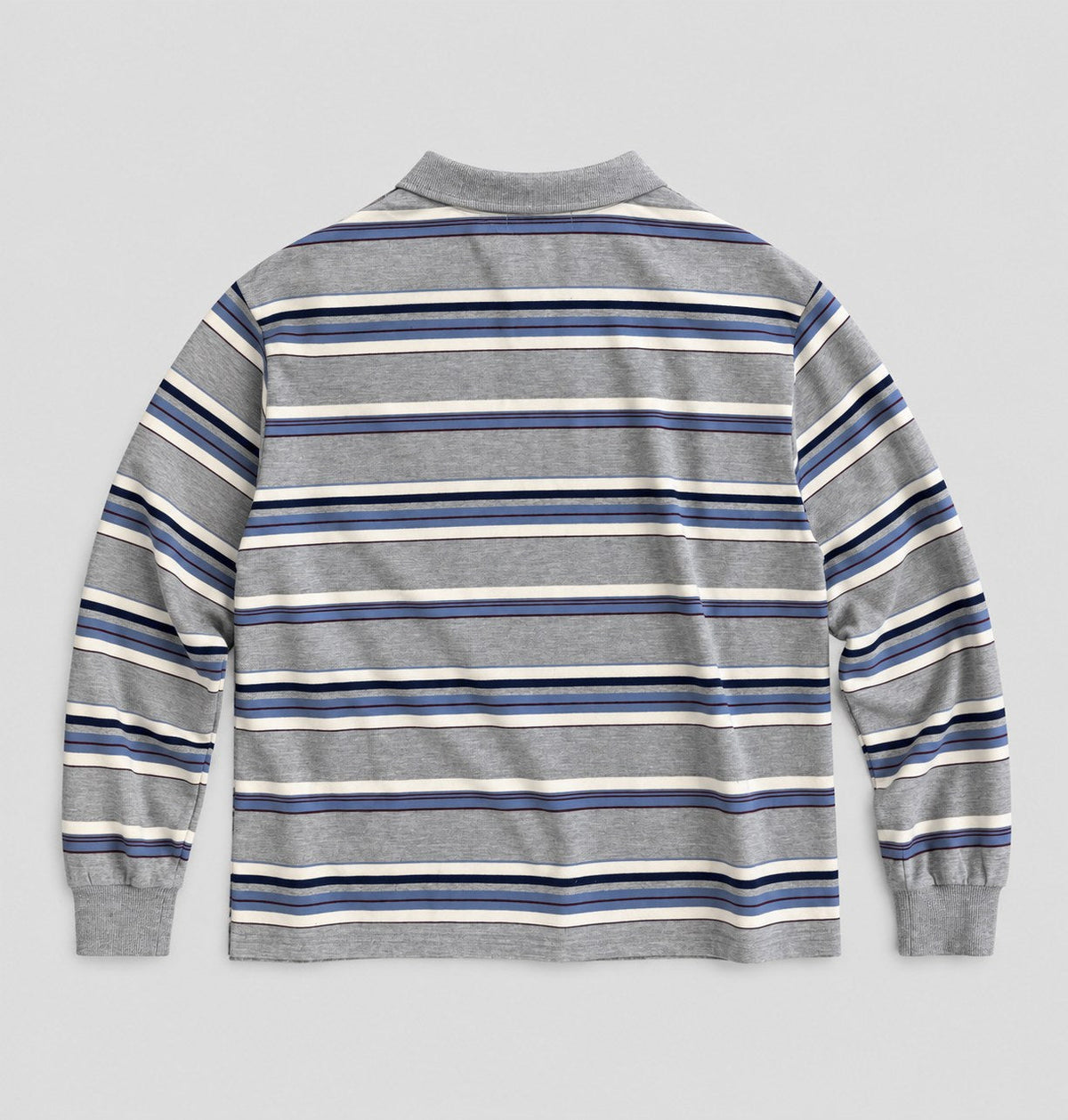 Striped Polo Shirt — Grey, back flat lay