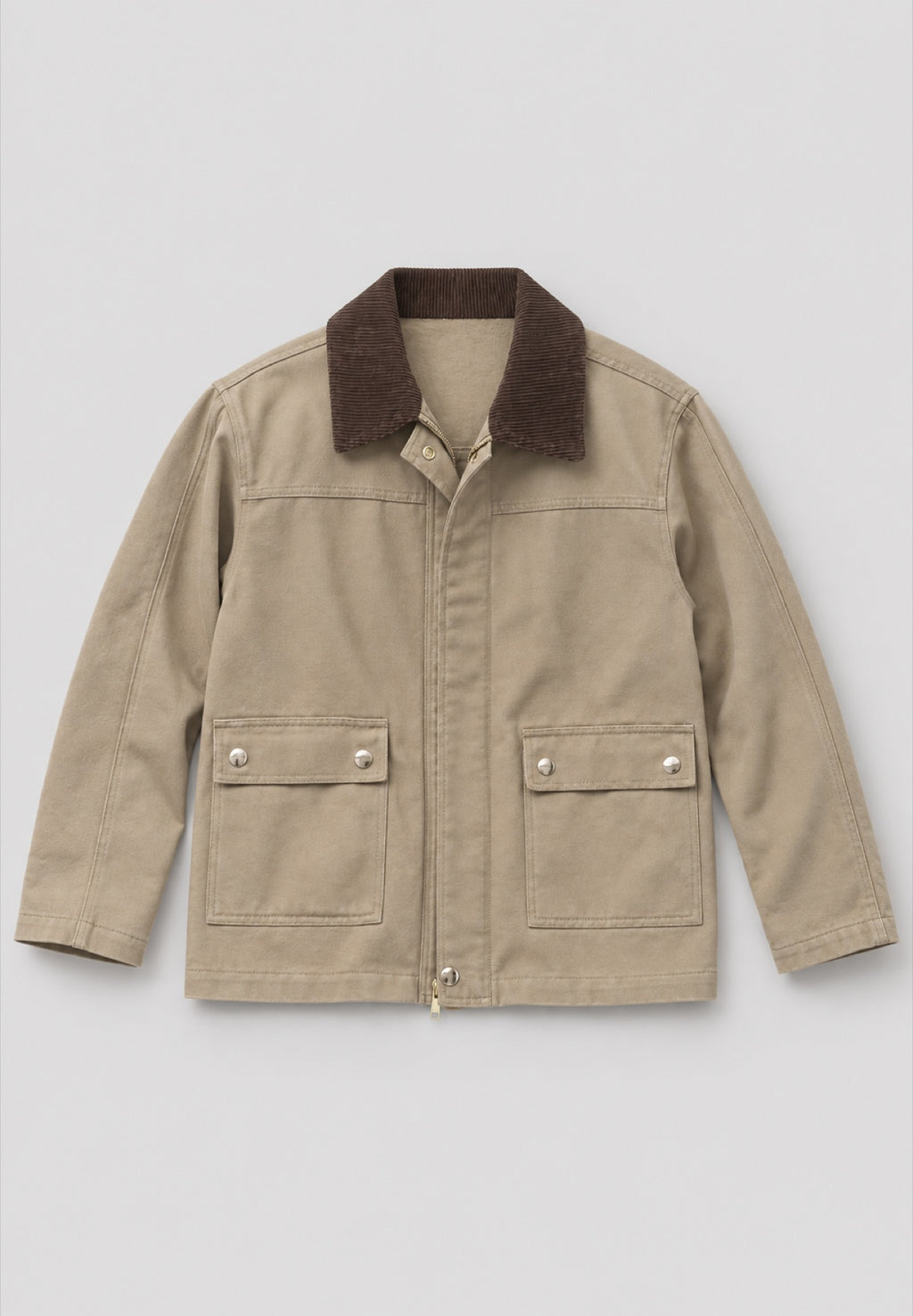 Corduroy-Collar Jacket in khaki, front flat lay