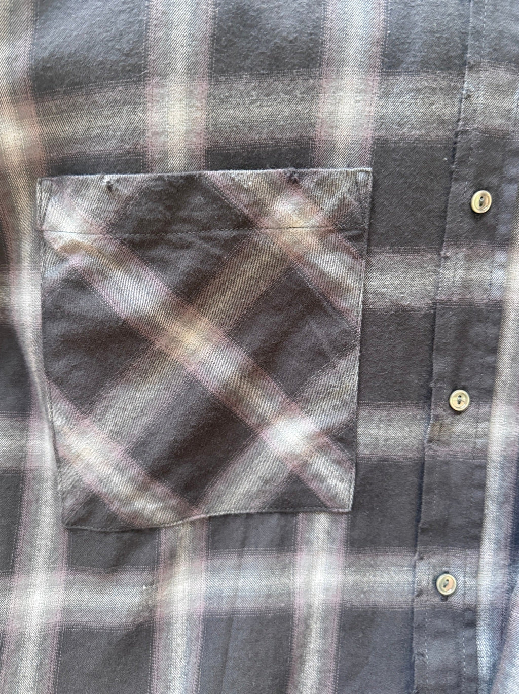 Faded Check Shirt, diagonal check chest pocket detail