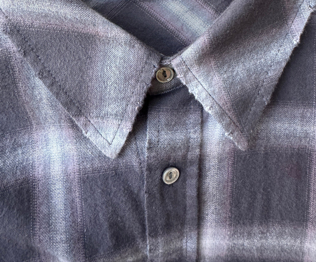 Faded Check Shirt, collar and button detail