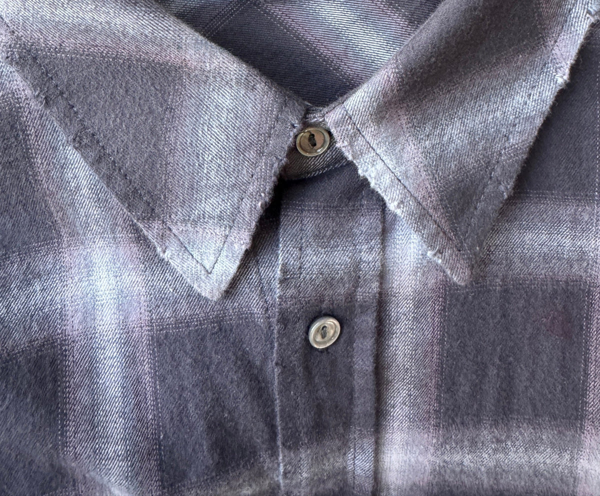 Faded Check Shirt, collar and button detail