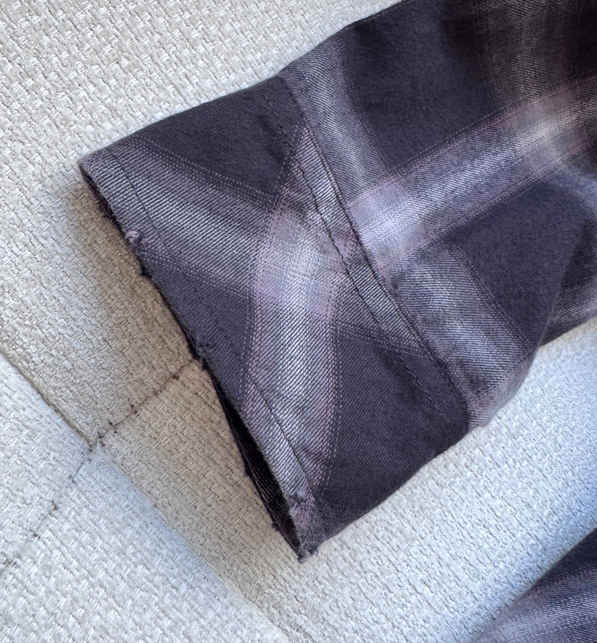 Faded Check Shirt, cuff and lightly distressed edge detail