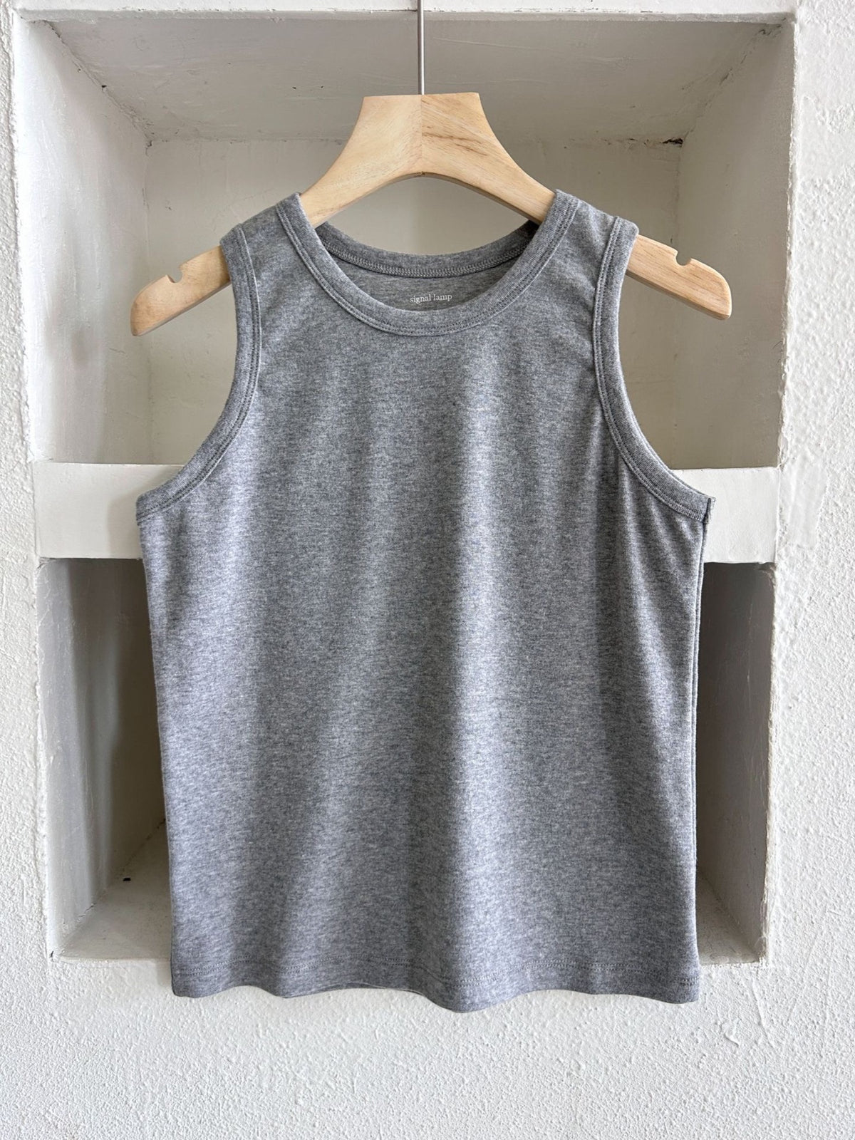 Scoop-Neck Tank in grey, photographed full garment